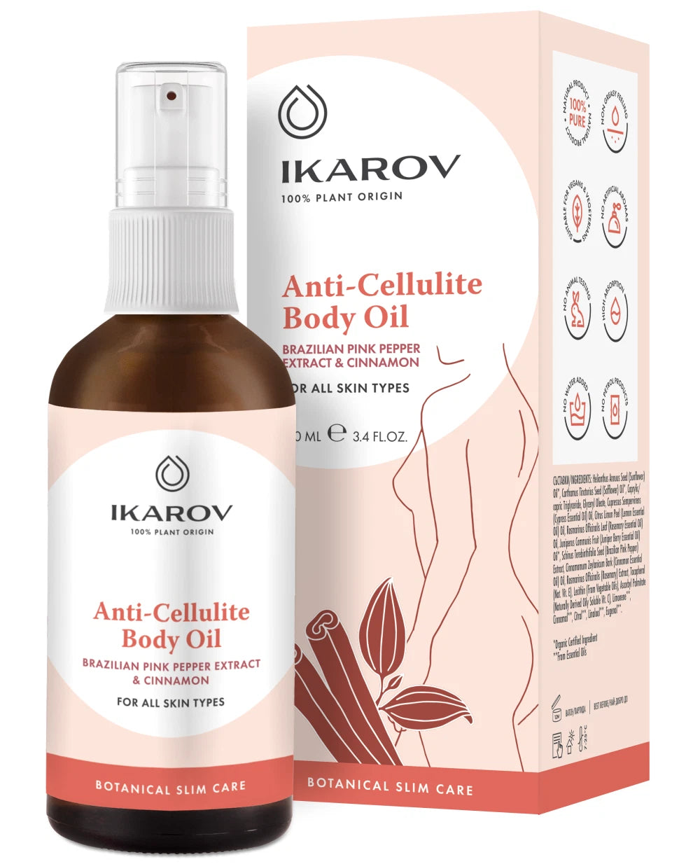 Anti-Cellulite Body Oil with Brazilian pink pepper, IKAROV, Free Alcohol, 100ml